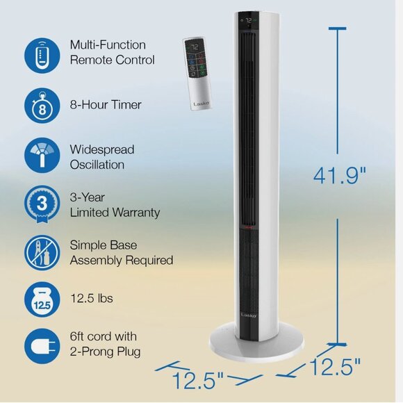 Lasko 42" All Season Tower Fan + Space Heater, Adjustable Thermostat Remote. NEW - Picture 4 of 10